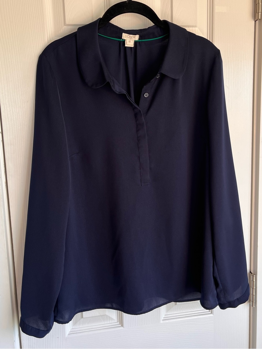 J. Crew Navy Long-Sleeve Blouse